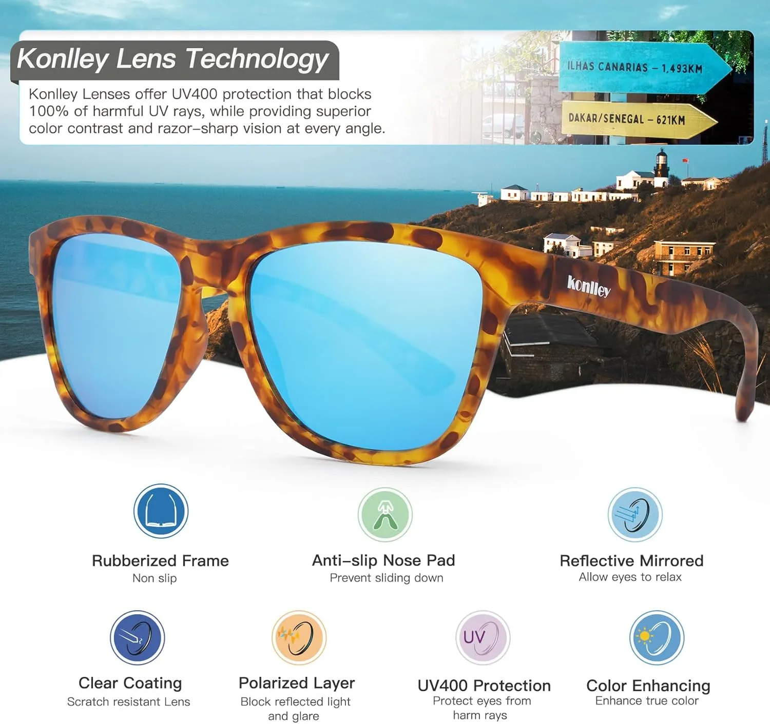 Vintage Sunglasses for Men & Women, Retro Eyewear with Non-slip Flexible Frame, Polarized/Non-Polarized Lens UV Protection