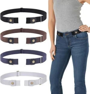 WERFORU 3 Pack 4 Pack No Buckle Invisible Stretch Belt Buckle-Free Elastic Belt for Women and Men
