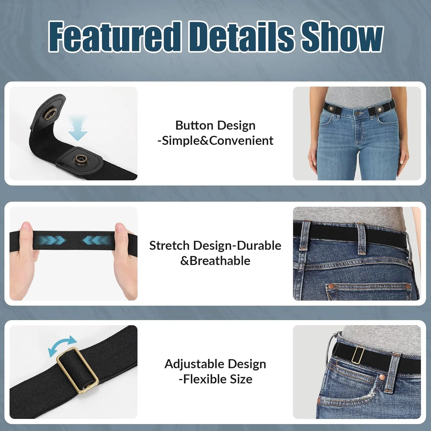 WERFORU 3 Pack 4 Pack No Buckle Invisible Stretch Belt Buckle-Free Elastic Belt for Women and Men