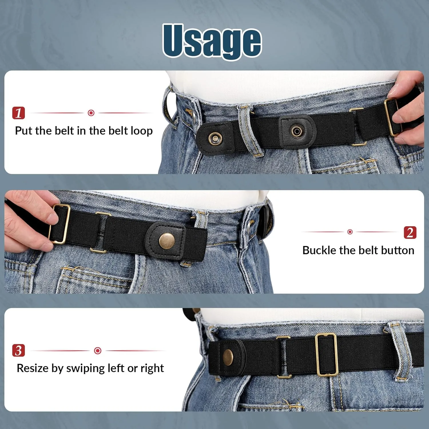WERFORU 3 Pack 4 Pack No Buckle Invisible Stretch Belt Buckle-Free Elastic Belt for Women and Men