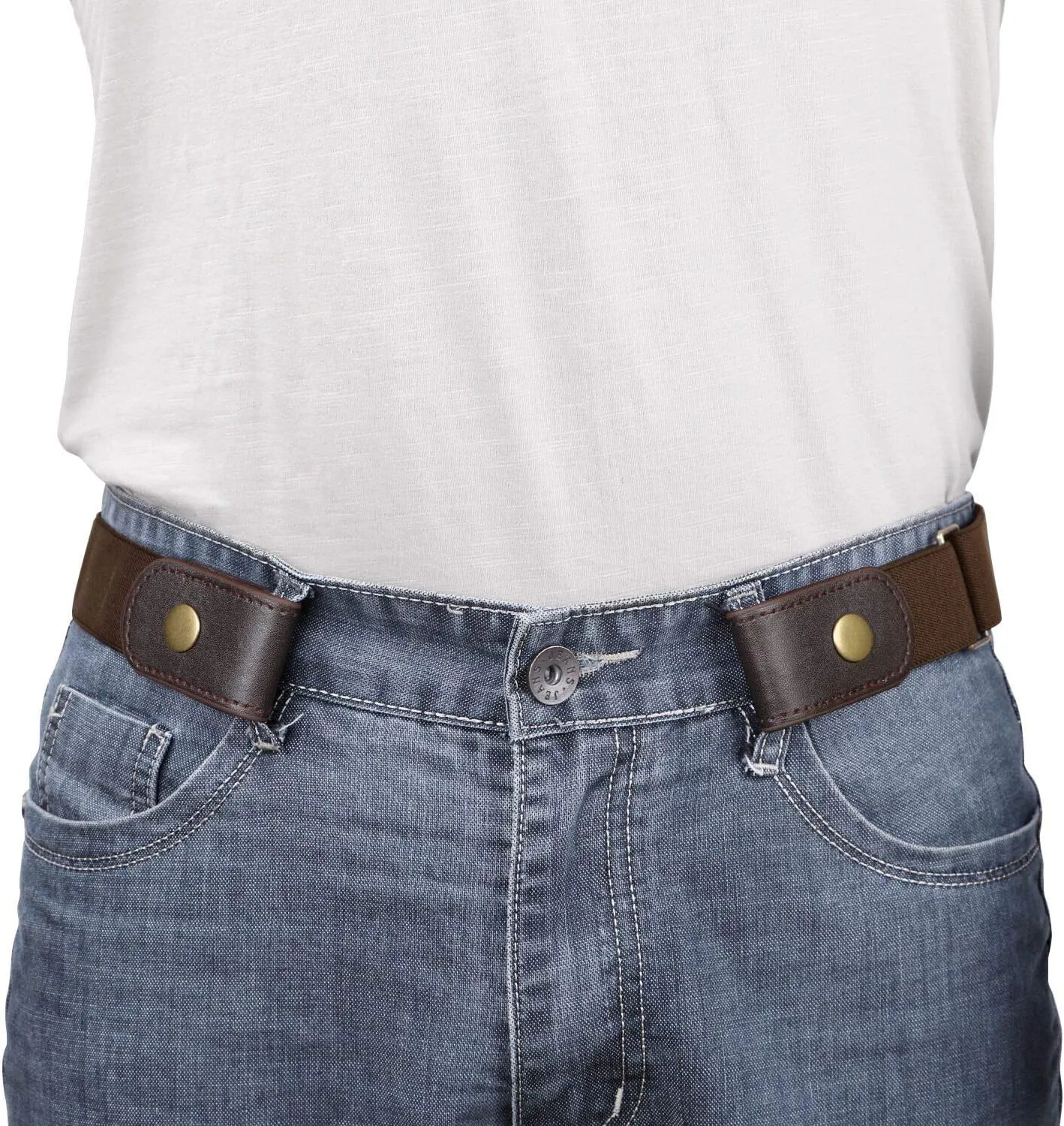 WERFORU No Buckle Show Belt for Men Buckle Free Stretch Belt for Jeans Pants 1.38 Inches Wide Father's Day Gift