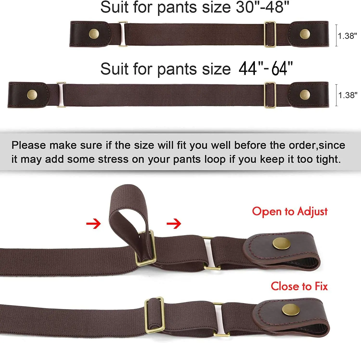 WERFORU No Buckle Show Belt for Men Buckle Free Stretch Belt for Jeans Pants 1.38 Inches Wide Father's Day Gift