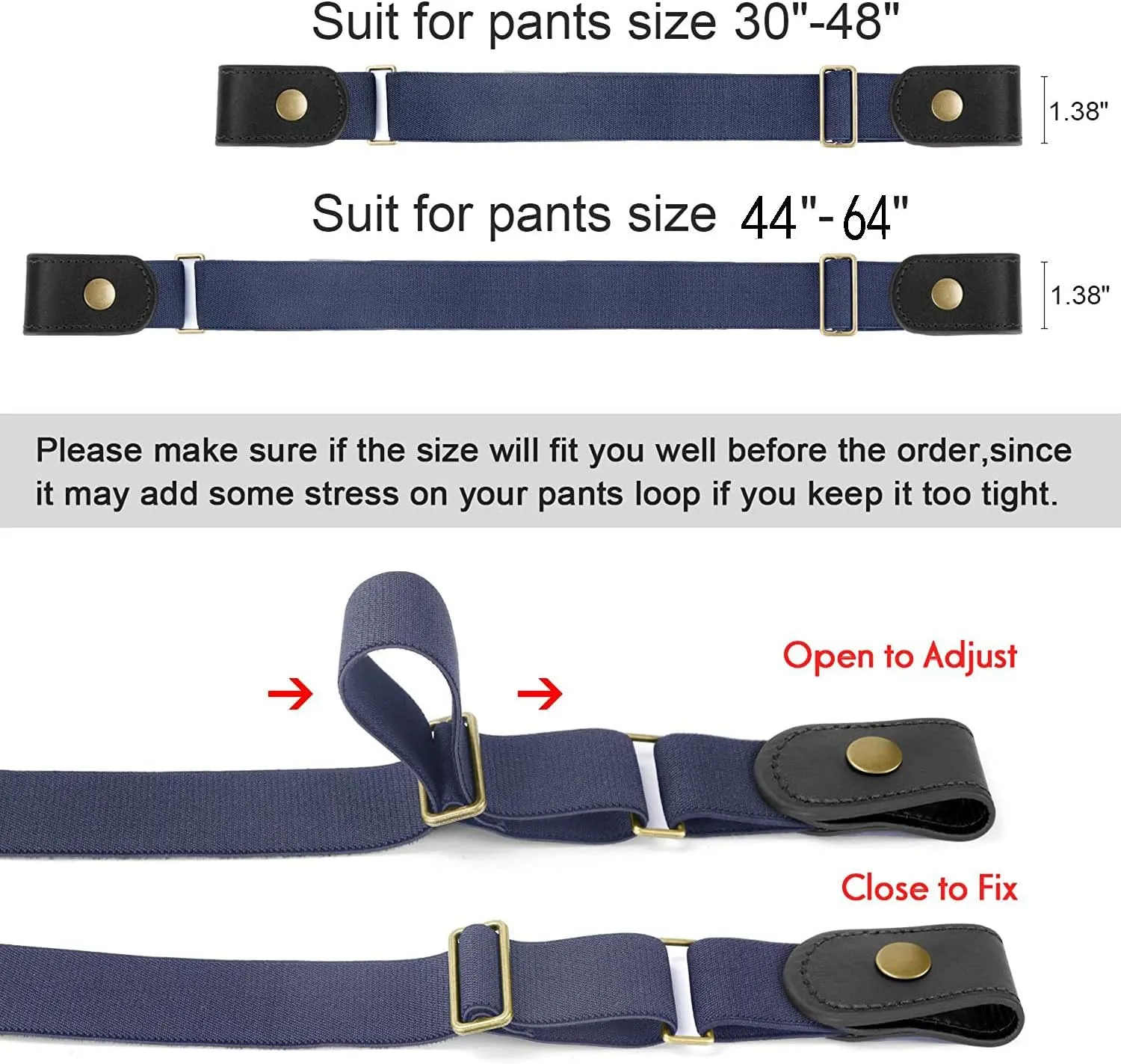 WERFORU No Buckle Show Belt for Men Buckle Free Stretch Belt for Jeans Pants 1.38 Inches Wide Father's Day Gift