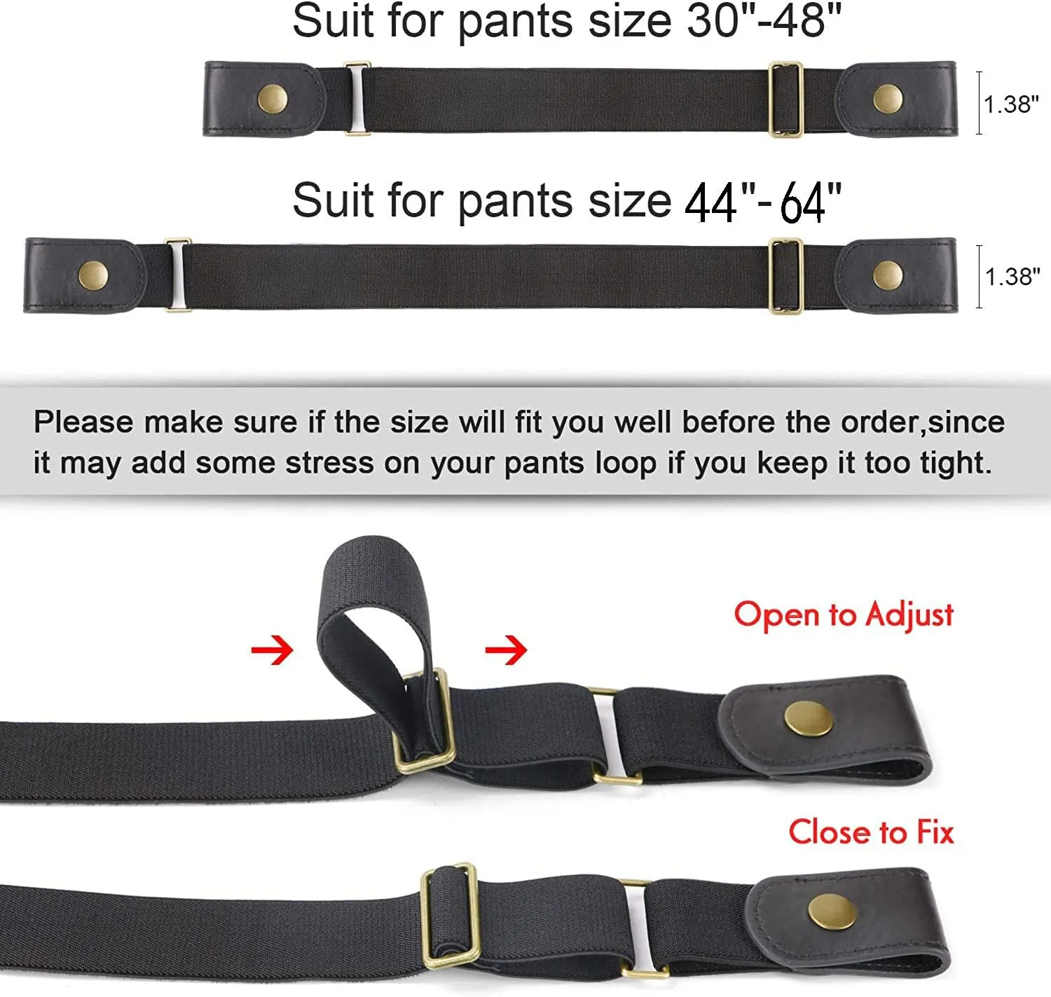WERFORU No Buckle Show Belt for Men Buckle Free Stretch Belt for Jeans Pants 1.38 Inches Wide Father's Day Gift