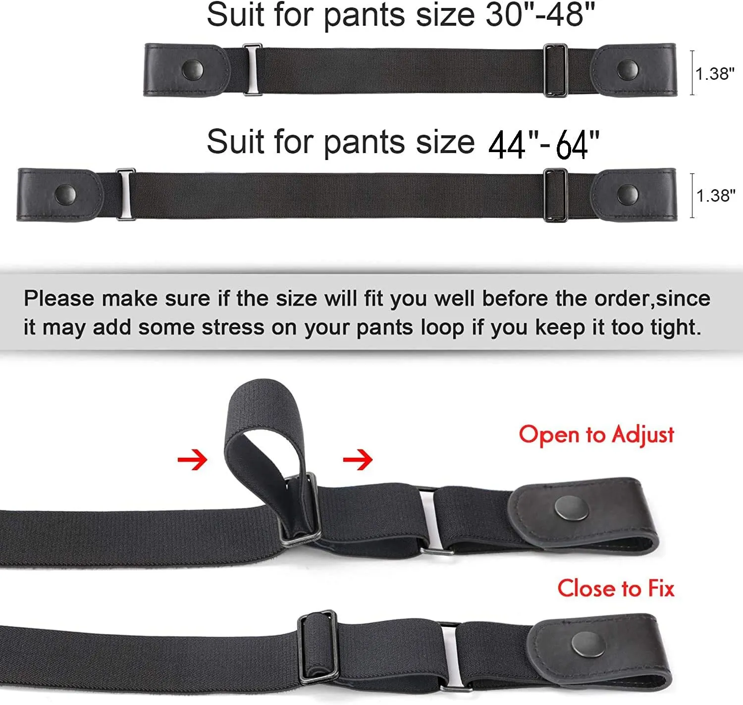 WERFORU No Buckle Show Belt for Men Buckle Free Stretch Belt for Jeans Pants 1.38 Inches Wide Father's Day Gift