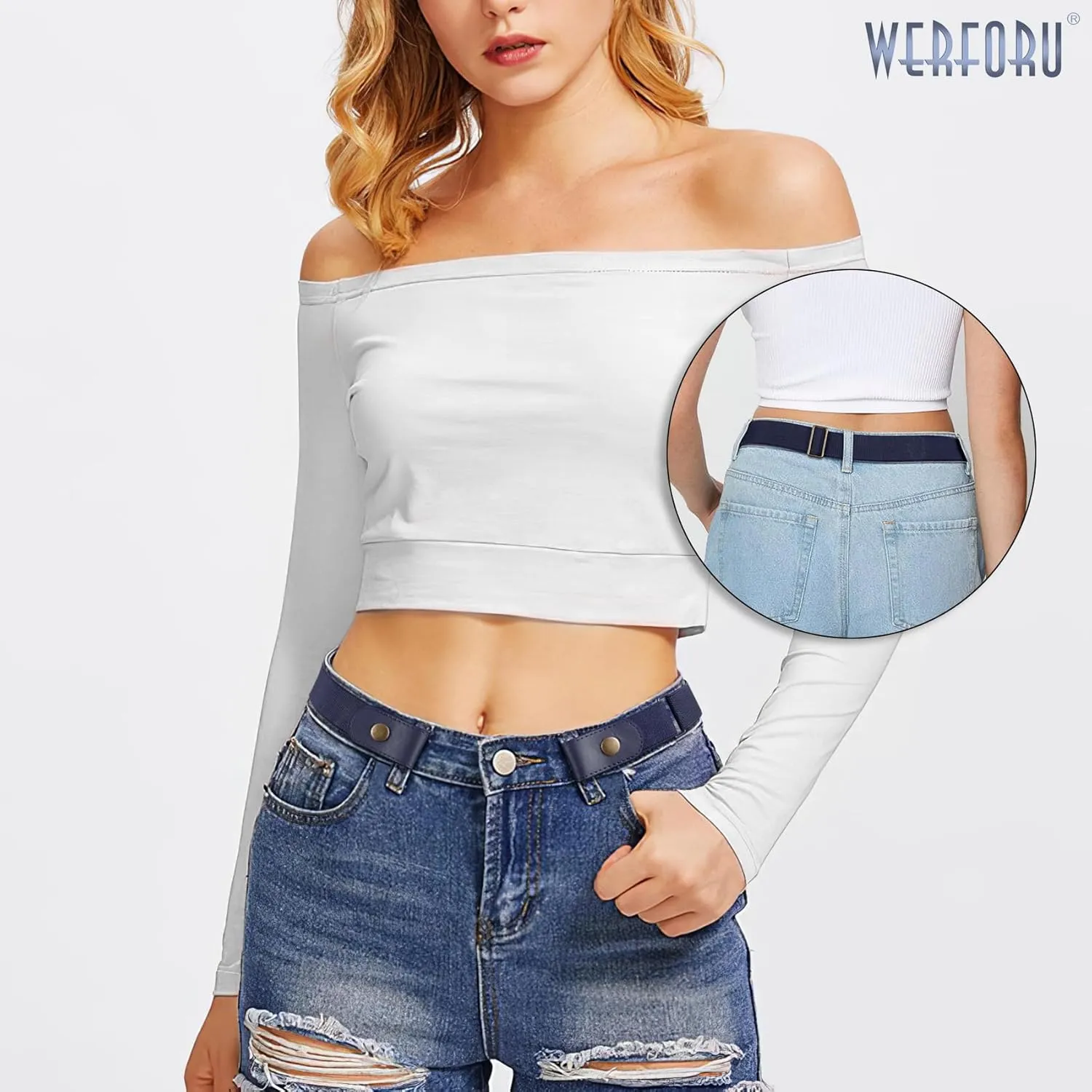 WERFORU No Buckle Stretch Belt for Women and Men Elastic Waist Belt up to 72 Inches for Jeans Pants