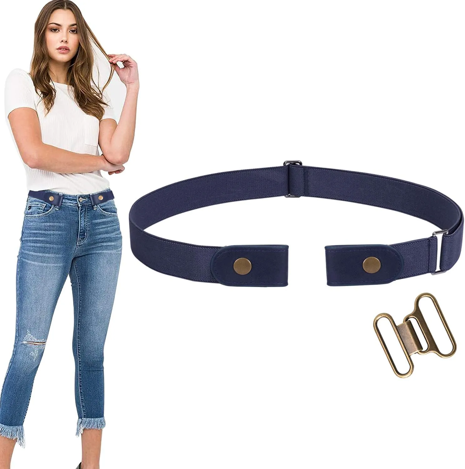 WERFORU No Buckle Stretch Belt for Women and Men Elastic Waist Belt up to 72 Inches for Jeans Pants