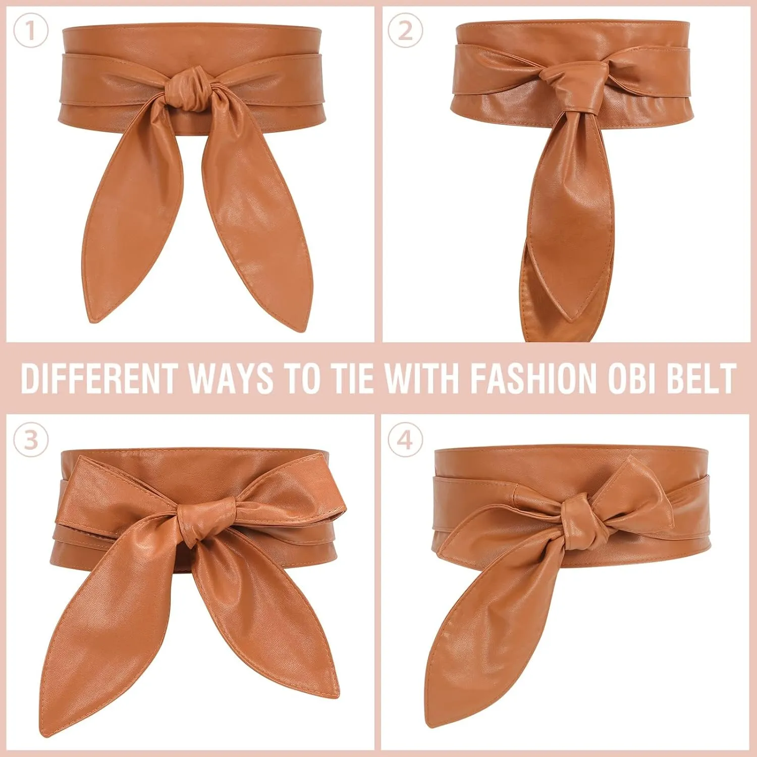 WHIPPY Women Obi Belt Fashion Wrap Around Wide Waistband Knotted Belt for Dress