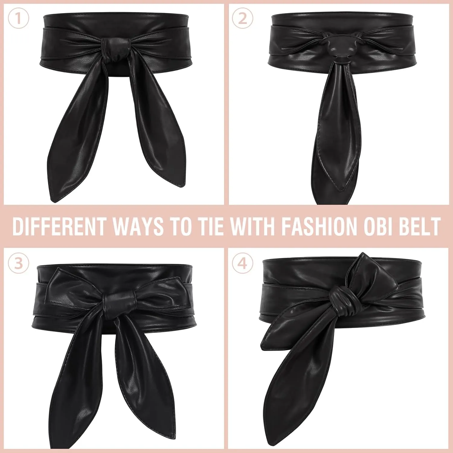 WHIPPY Women Obi Belt Fashion Wrap Around Wide Waistband Knotted Belt for Dress