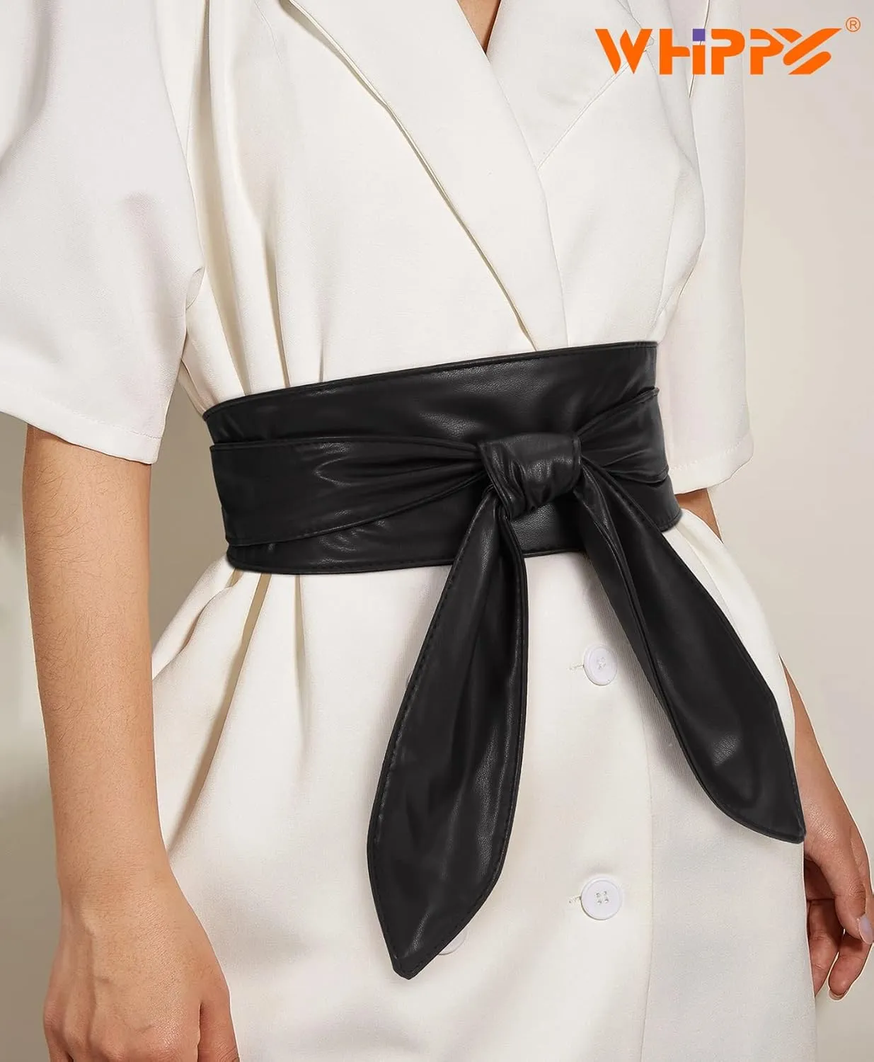 WHIPPY Women Obi Belt Fashion Wrap Around Wide Waistband Knotted Belt for Dress