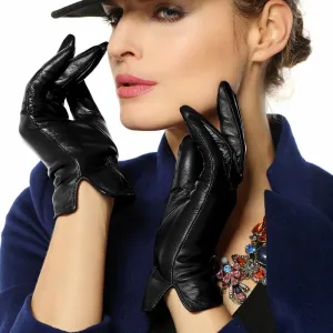 Winter Gloves for Women Genuine Leather Warm Cashmere & Wool Blend Lining Touchscreen Windproof Driving Dress