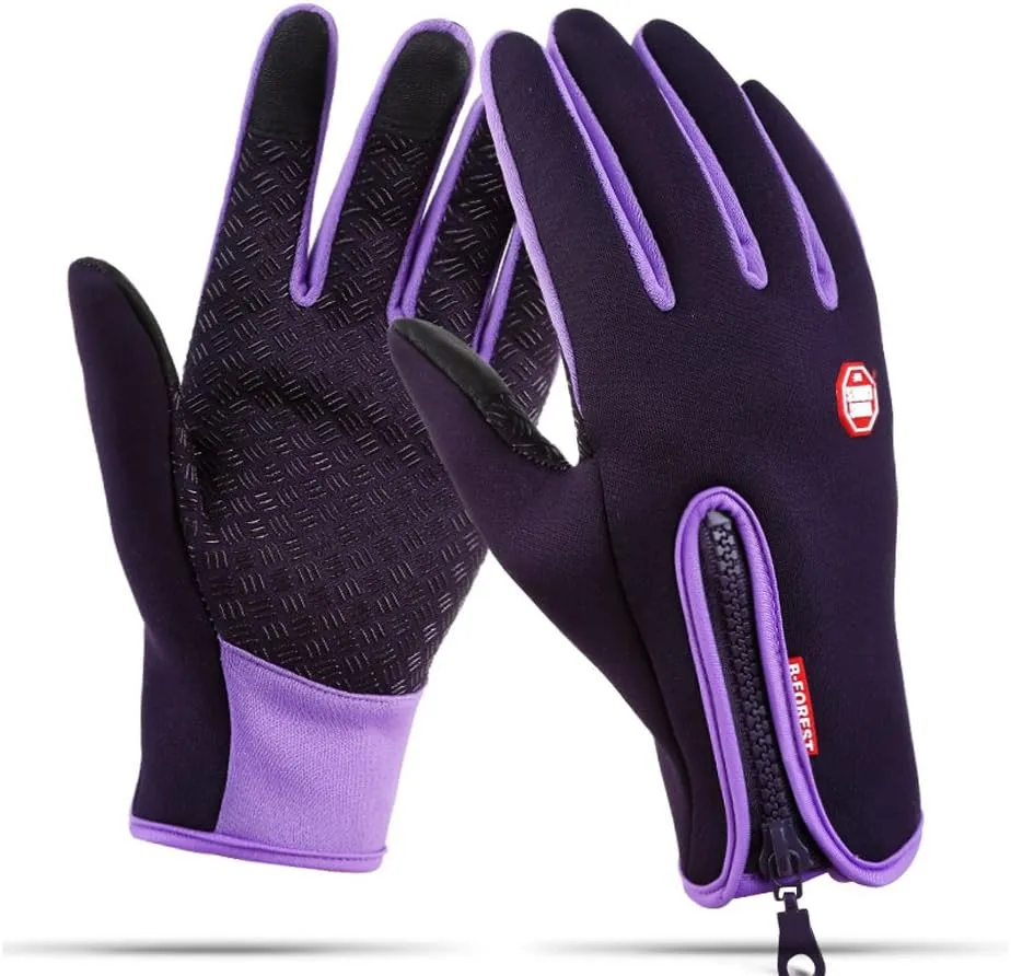 Winter Gloves Touch Screen Warm Gloves Cold Weather Windproof Cycling Driving Riding Bike Telefingers Thermal Gloves Non-Slip Silicone Gel Adjustable Full Finger Mittens