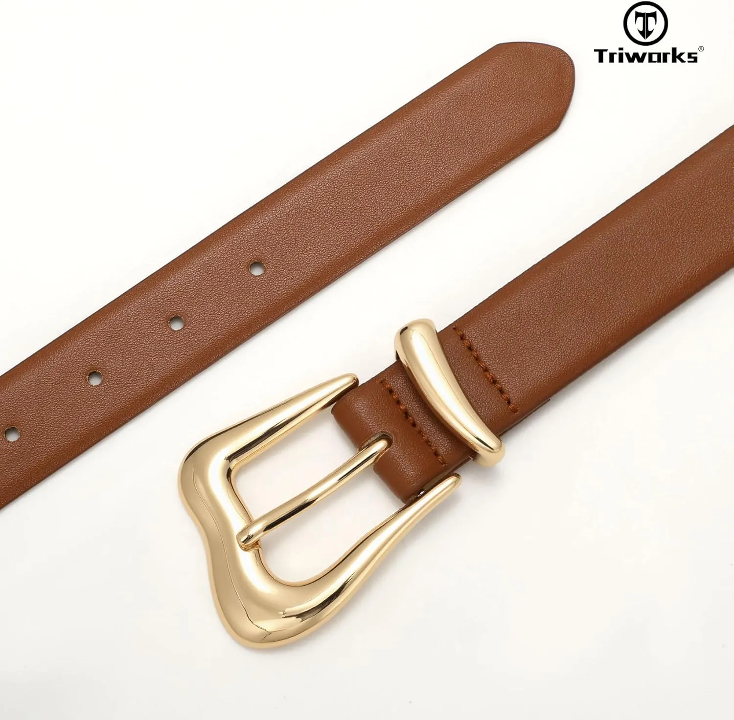 Women Leather Belt with Gold Buckle Fashion Ladies Leather Waist Belt for Jeans Pants