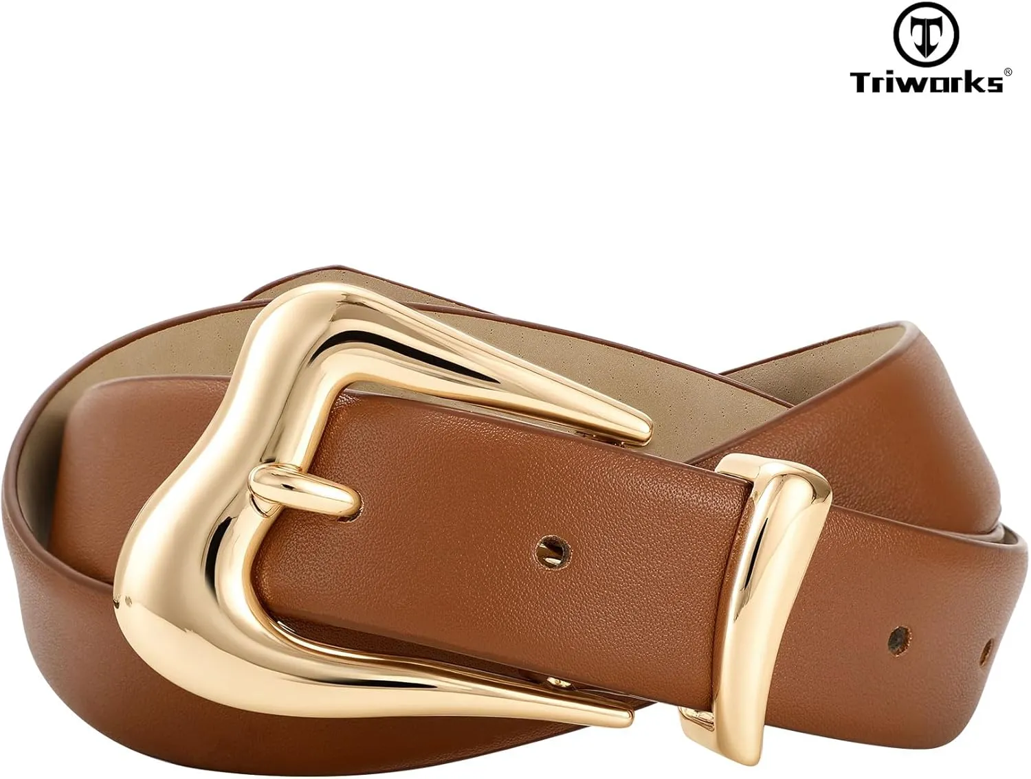 Women Leather Belt with Gold Buckle Fashion Ladies Leather Waist Belt for Jeans Pants