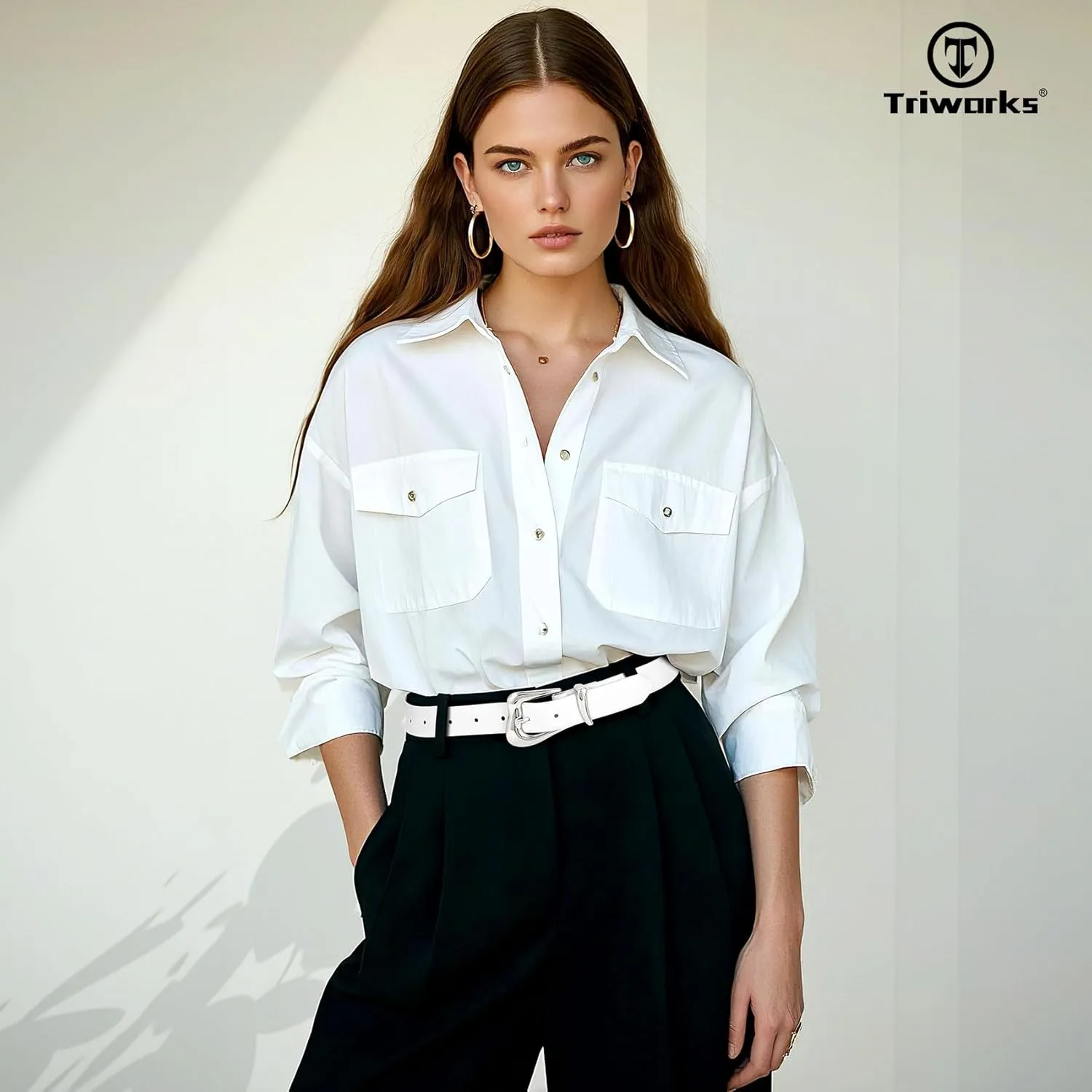 Women Leather Belt with Gold Buckle Fashion Ladies Leather Waist Belt for Jeans Pants