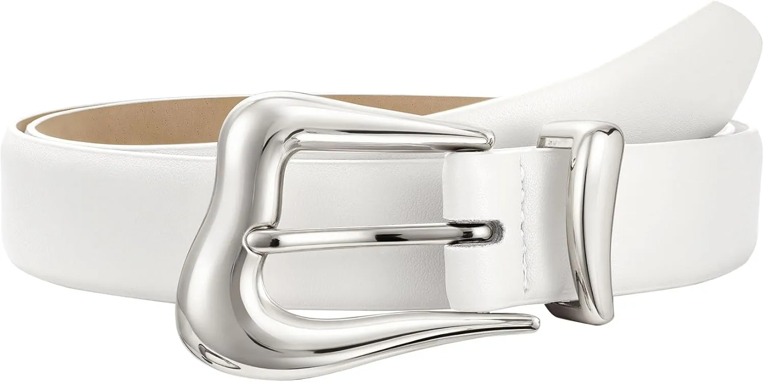 Women Leather Belt with Gold Buckle Fashion Ladies Leather Waist Belt for Jeans Pants