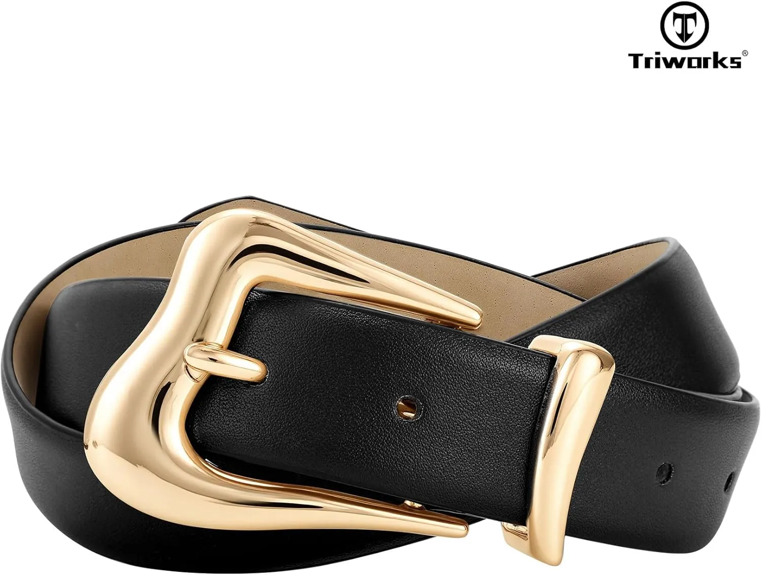 Women Leather Belt with Gold Buckle Fashion Ladies Leather Waist Belt for Jeans Pants