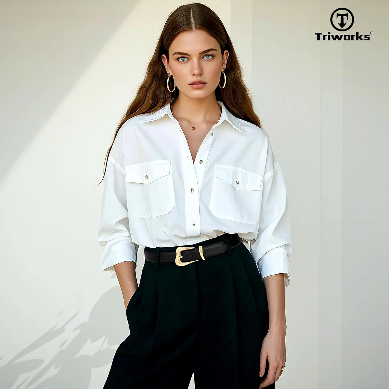 Women Leather Belt with Gold Buckle Fashion Ladies Leather Waist Belt for Jeans Pants