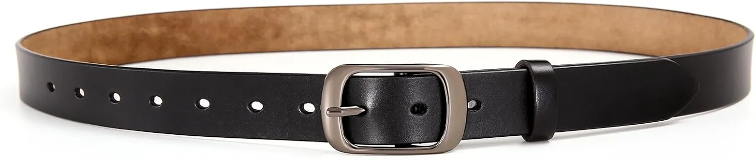Women Leather Belts for Jeans Pants Fashion Dress Belt for Women with Solid Pin Buckle