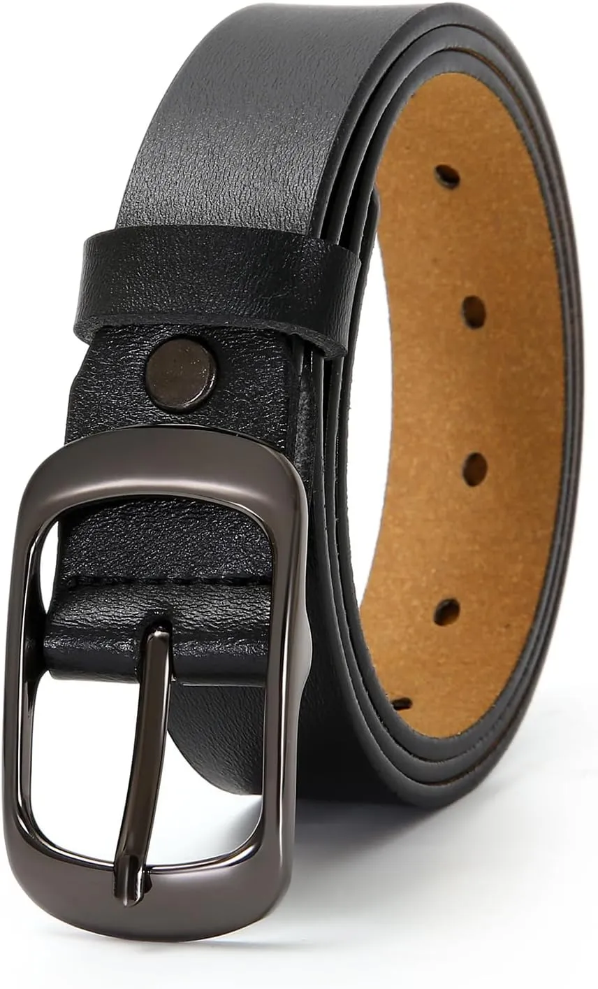 Women Leather Belts for Jeans Pants Fashion Dress Belt for Women with Solid Pin Buckle
