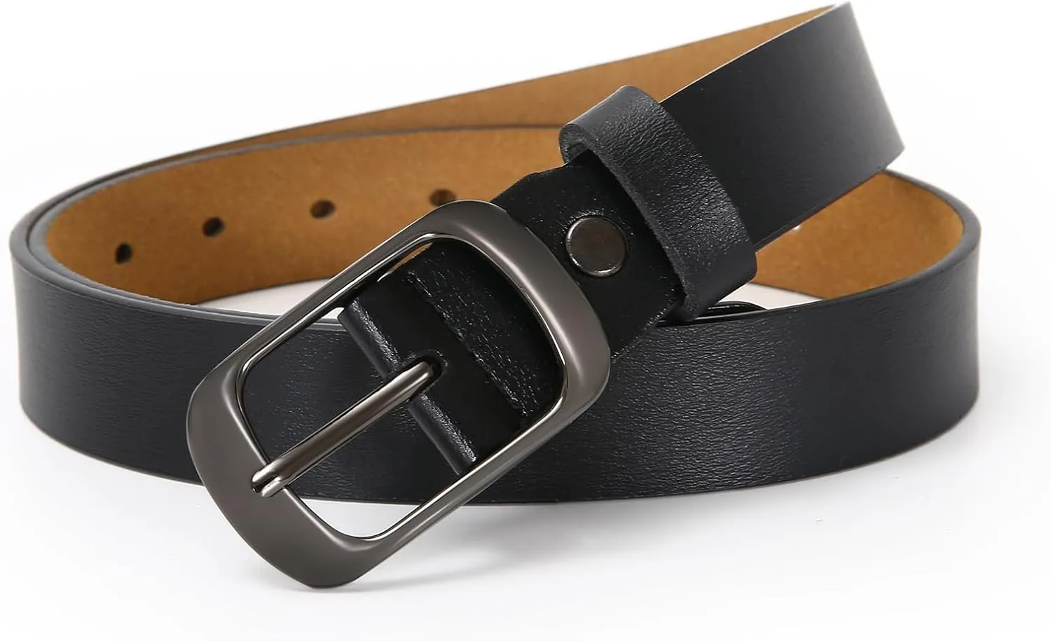 Women Leather Belts for Jeans Pants Fashion Dress Belt for Women with Solid Pin Buckle