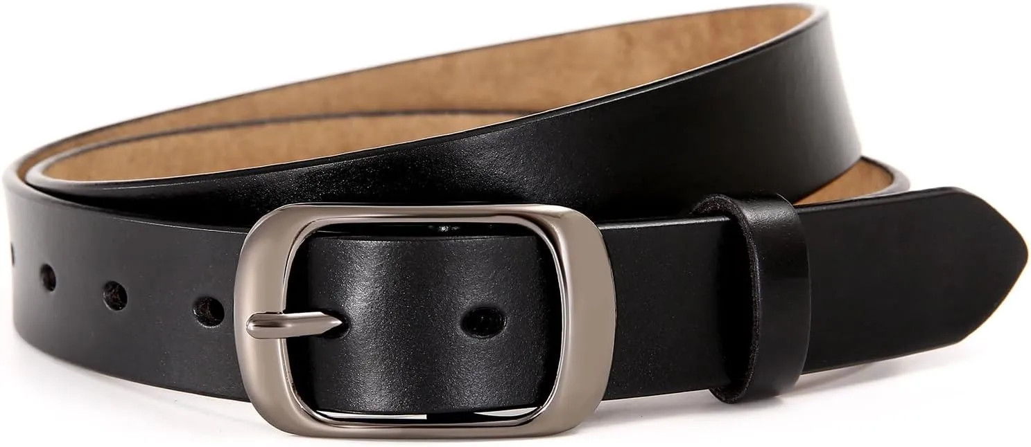 Women Leather Belts for Jeans Pants Fashion Dress Belt for Women with Solid Pin Buckle