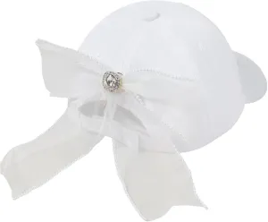 Women Satin Bow-Tie Baseball Cap Silky Elastic Strapback Trucker Hat Trendy Cute Bowknot Ponycap Summer Outdoors Sun Cap