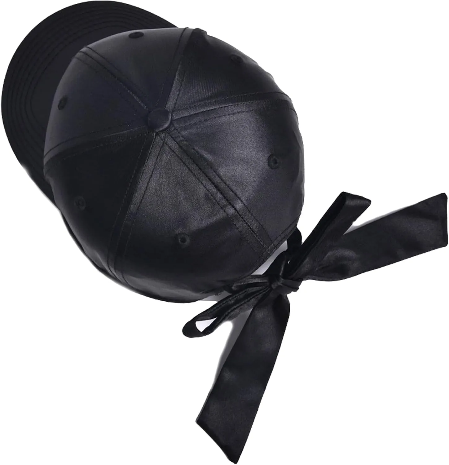 Women Satin Bow-Tie Baseball Cap Silky Elastic Strapback Trucker Hat Trendy Cute Bowknot Ponycap Summer Outdoors Sun Cap