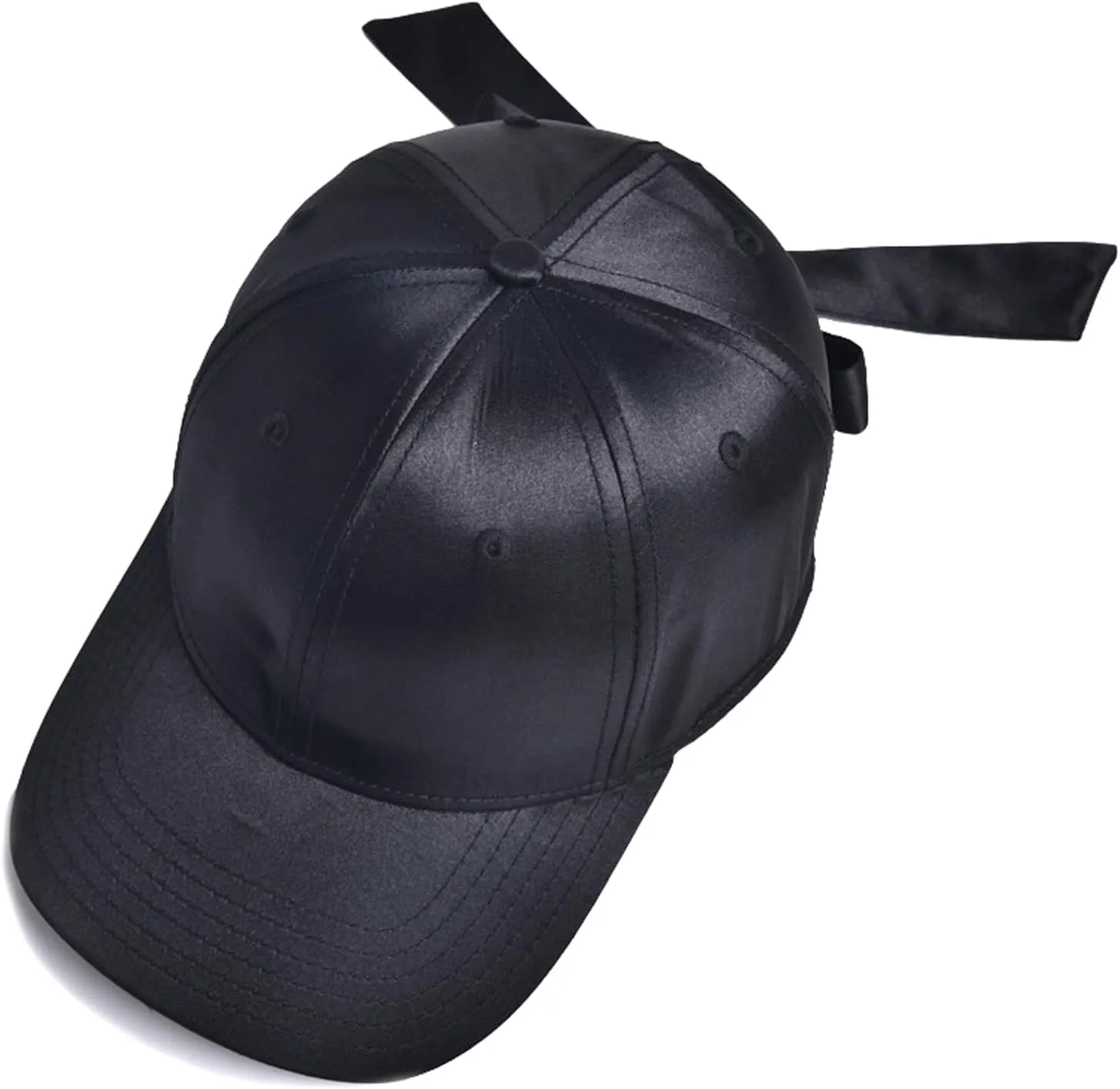 Women Satin Bow-Tie Baseball Cap Silky Elastic Strapback Trucker Hat Trendy Cute Bowknot Ponycap Summer Outdoors Sun Cap