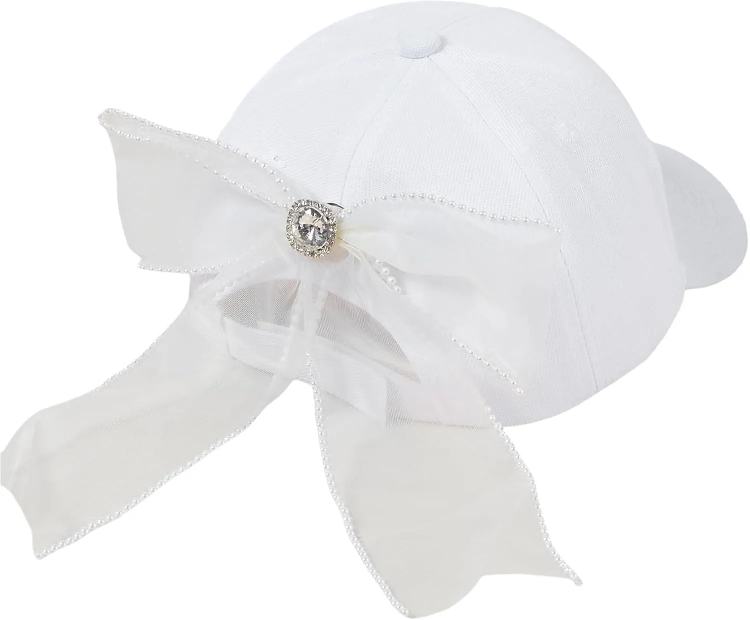Women Satin Bow-Tie Baseball Cap Silky Elastic Strapback Trucker Hat Trendy Cute Bowknot Ponycap Summer Outdoors Sun Cap