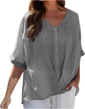 Womens Cotton Tops Summer Basic T Shirts Oversized Solid Blouses Boat Neck Tops Boho Graphic Loose Tees Beach Coverup