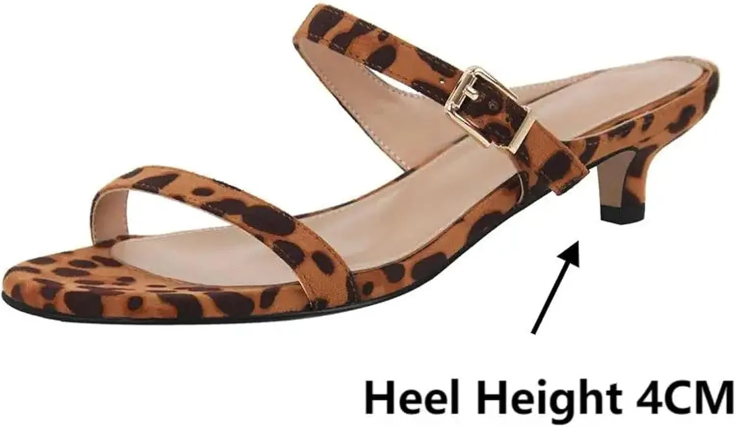 Women's Leopard Kitten Heel Mules - Slip On Summer Sandals