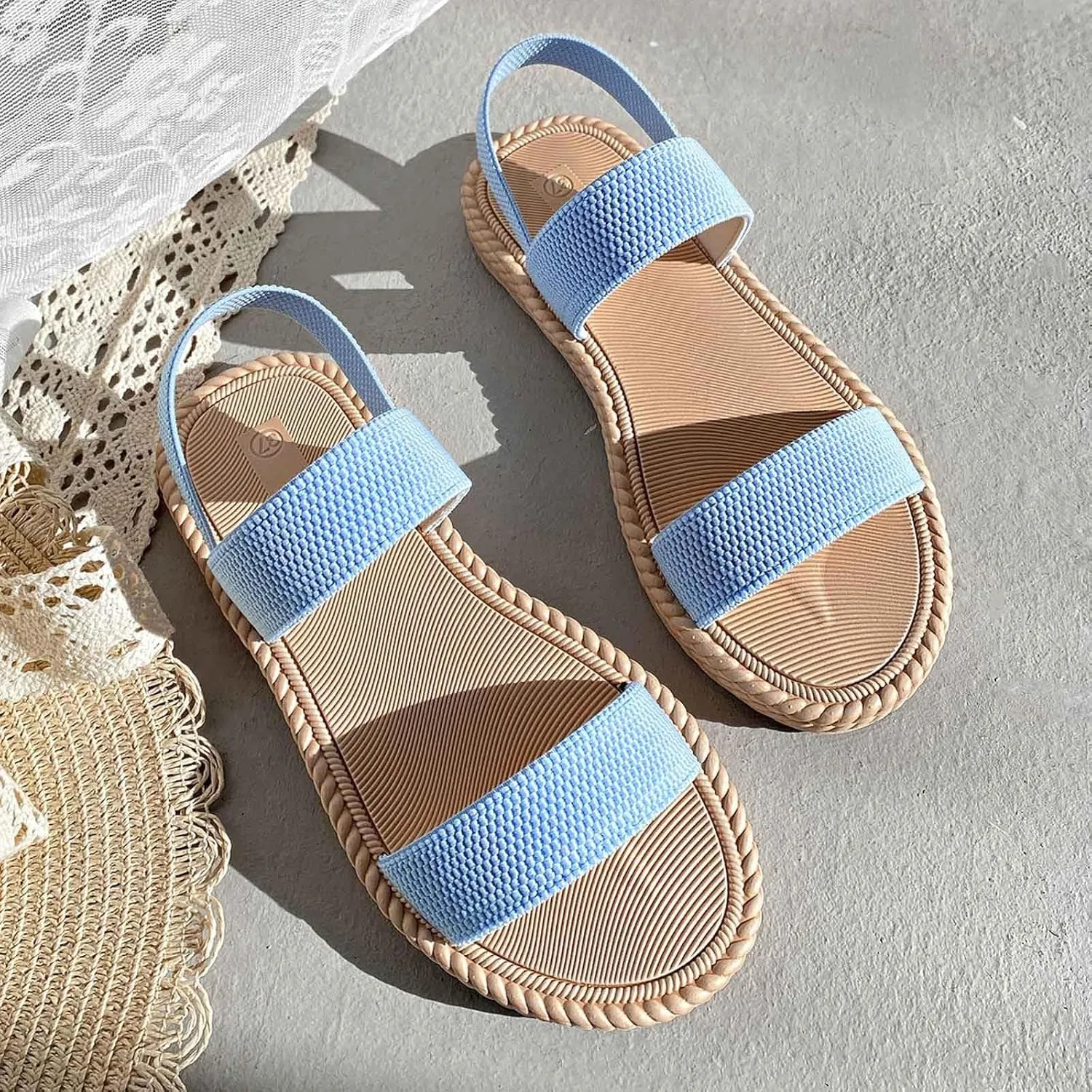 Women's Sandals Summer Cross Strap Slide Sandals Soft Comfort Walking Casual Sandals Arch Support Sandal