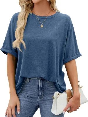 Women's Short Sleeve Tops Summer T Shirts Round Neck Causal Fashion Basic Tee Oversized Shirt Loose Fit Trendy Blouses