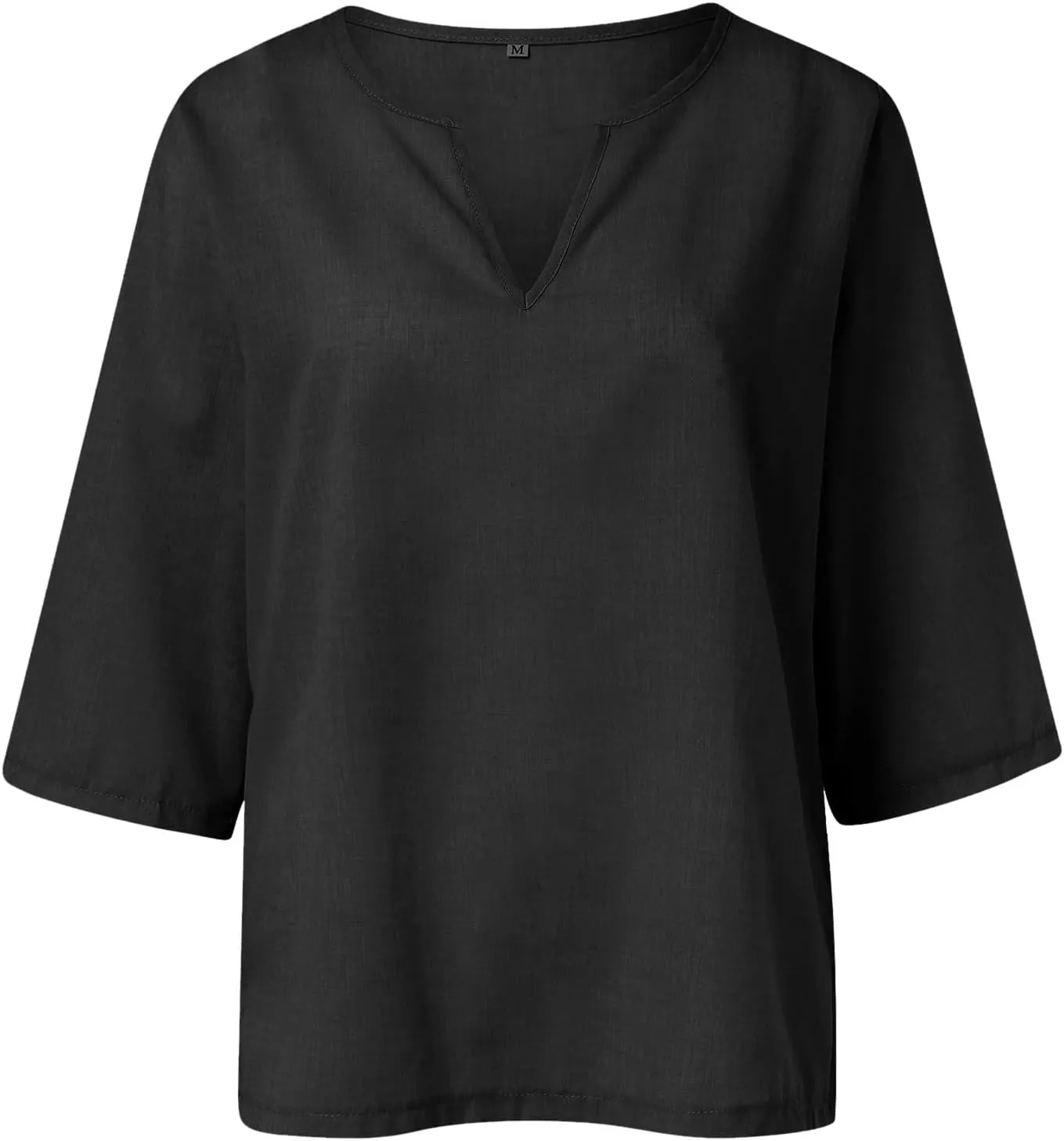 Women's Summer Tops Trendy Comfy Cotton Linen Shirts Loose Soft Linen Blouse Round Neck Oversized Tunic Blouses