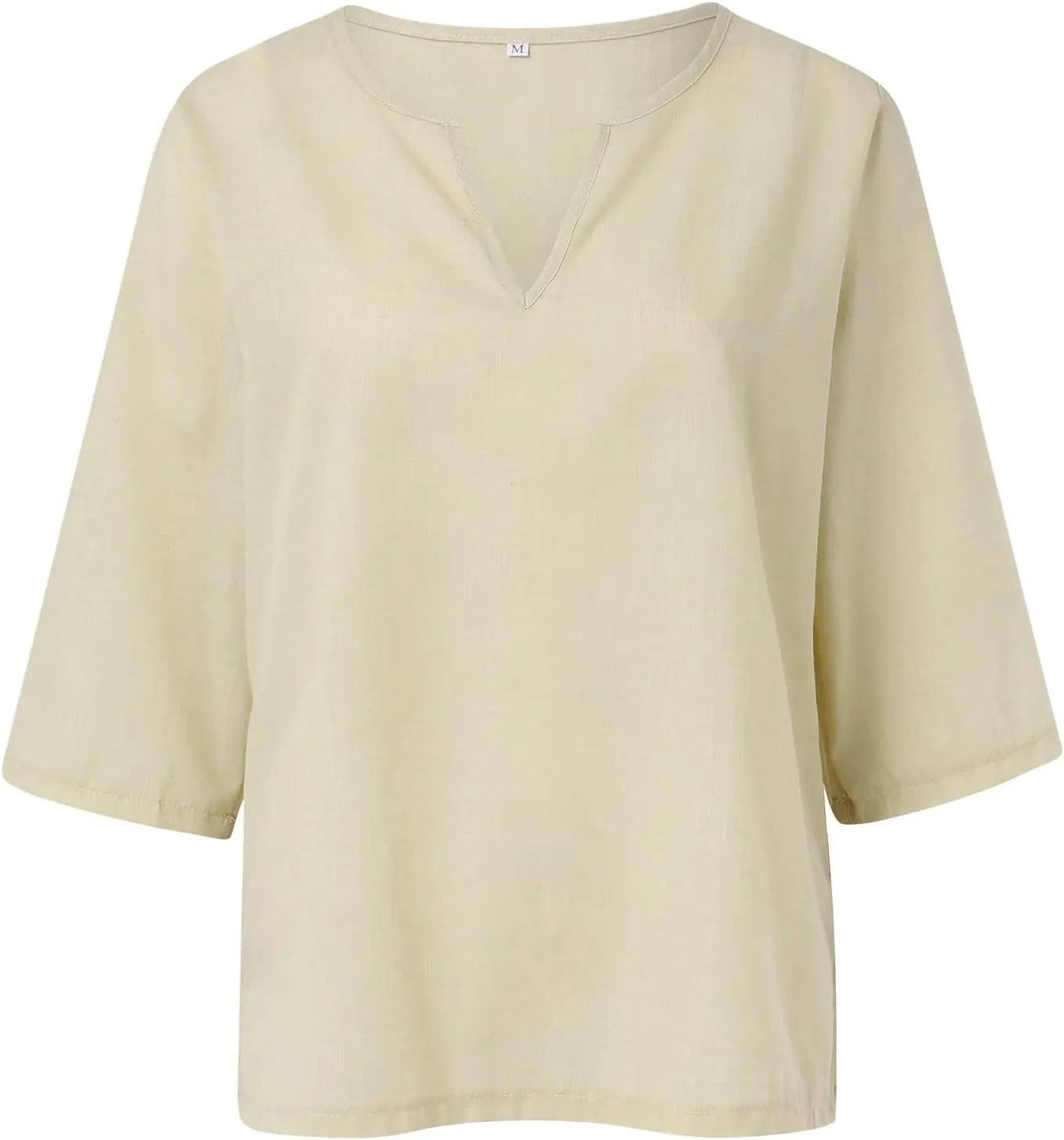 Women's Summer Tops Trendy Comfy Cotton Linen Shirts Loose Soft Linen Blouse Round Neck Oversized Tunic Blouses
