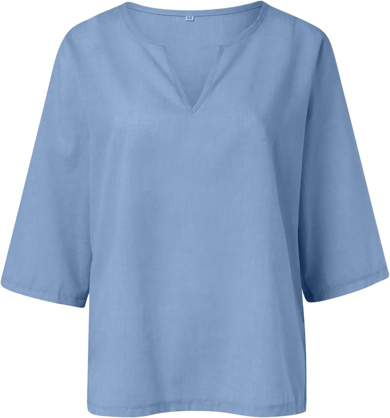 Women's Summer Tops Trendy Comfy Cotton Linen Shirts Loose Soft Linen Blouse Round Neck Oversized Tunic Blouses