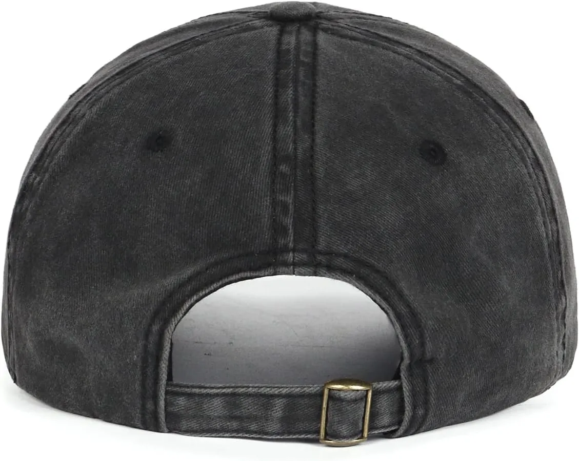 XXL Oversize Washed Denim Baseball Cap,Low Profile Jean Sports Cap for Big Heads 23.5"-25.5",Large Pigment Dyed Dad Hat