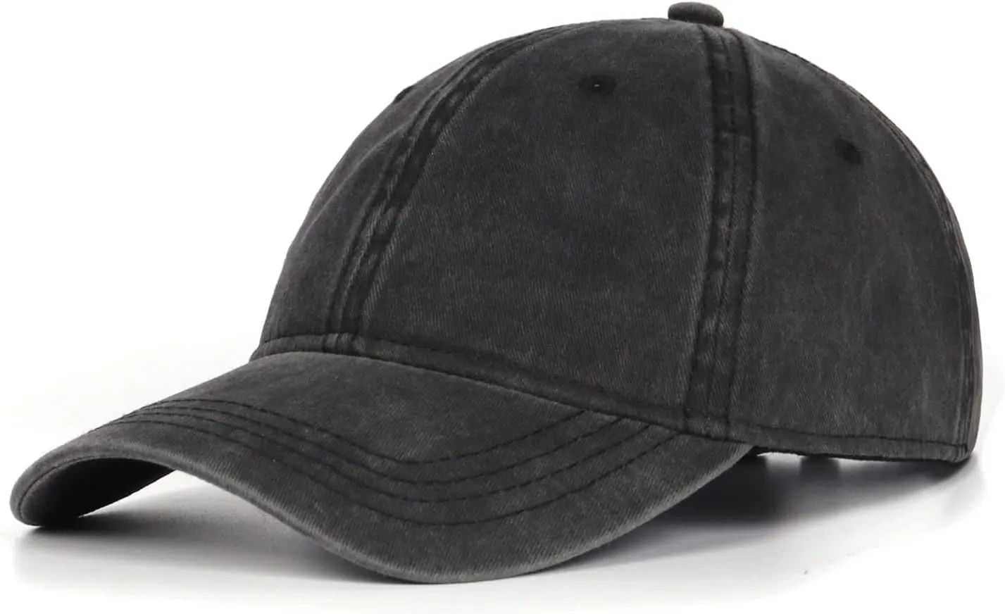 XXL Oversize Washed Denim Baseball Cap,Low Profile Jean Sports Cap for Big Heads 23.5"-25.5",Large Pigment Dyed Dad Hat