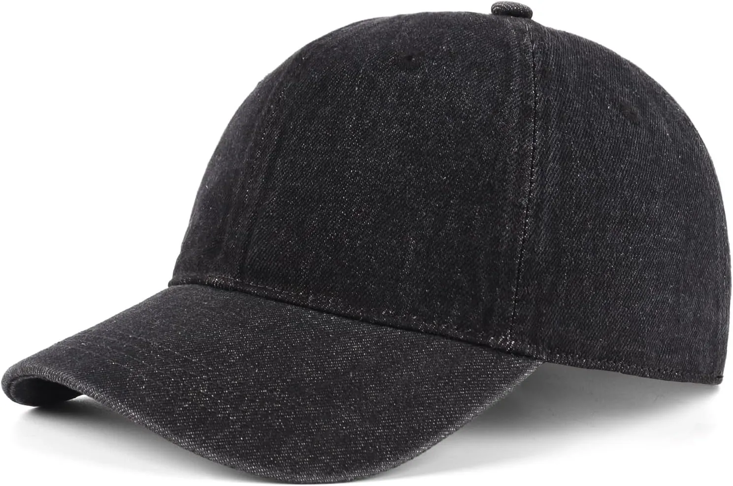 XXL Oversize Washed Denim Baseball Cap,Low Profile Jean Sports Cap for Big Heads 23.5"-25.5",Large Pigment Dyed Dad Hat