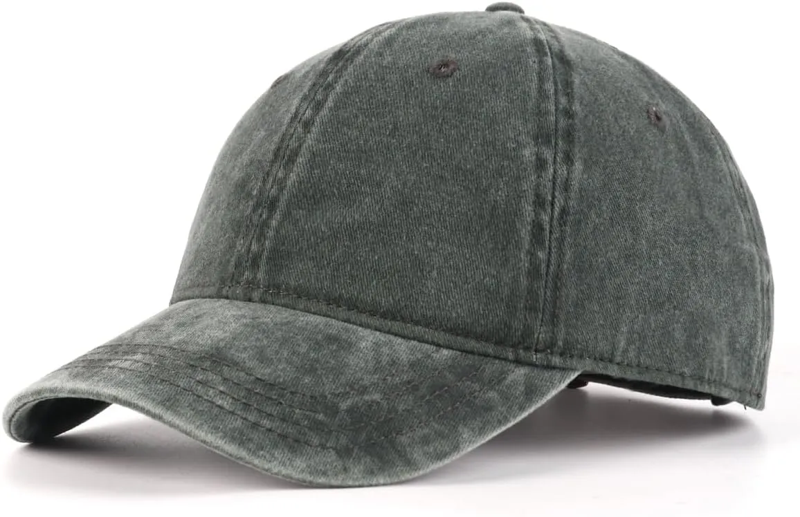 XXL Oversize Washed Denim Baseball Cap,Low Profile Jean Sports Cap for Big Heads 23.5"-25.5",Large Pigment Dyed Dad Hat