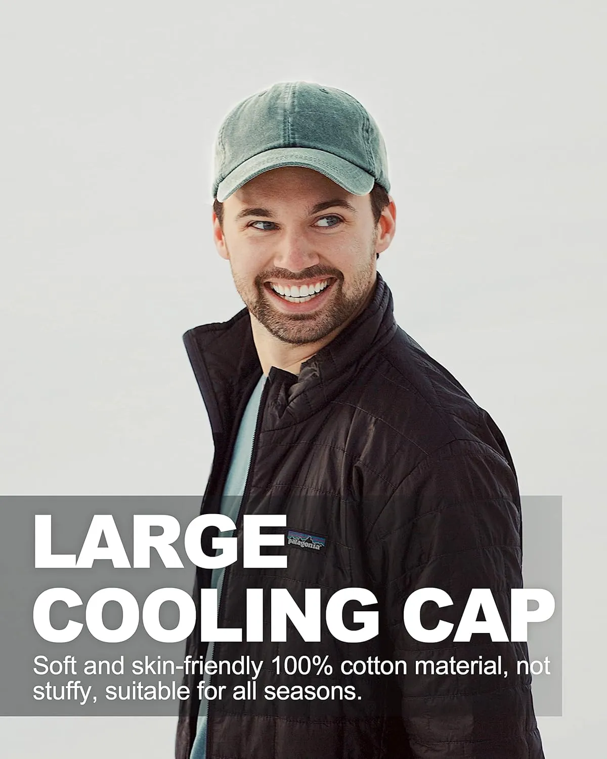 XXL Oversize Washed Denim Baseball Cap,Low Profile Jean Sports Cap for Big Heads 23.5"-25.5",Large Pigment Dyed Dad Hat