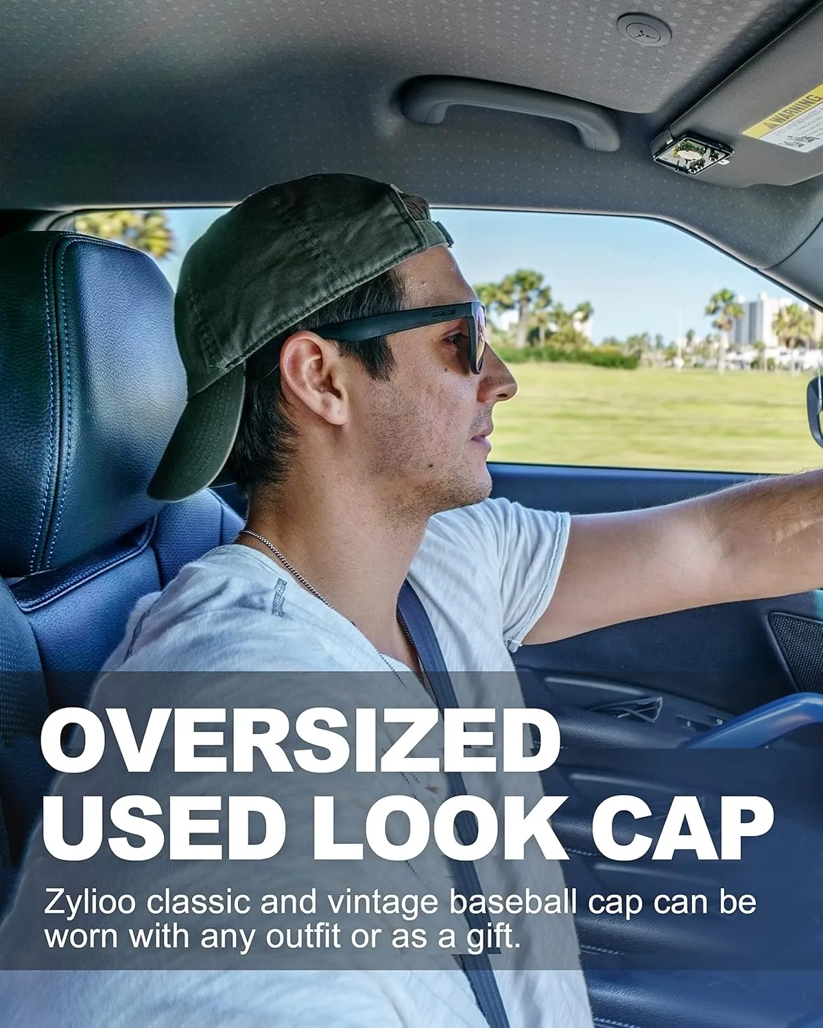 XXL Oversize Washed Denim Baseball Cap,Low Profile Jean Sports Cap for Big Heads 23.5"-25.5",Large Pigment Dyed Dad Hat