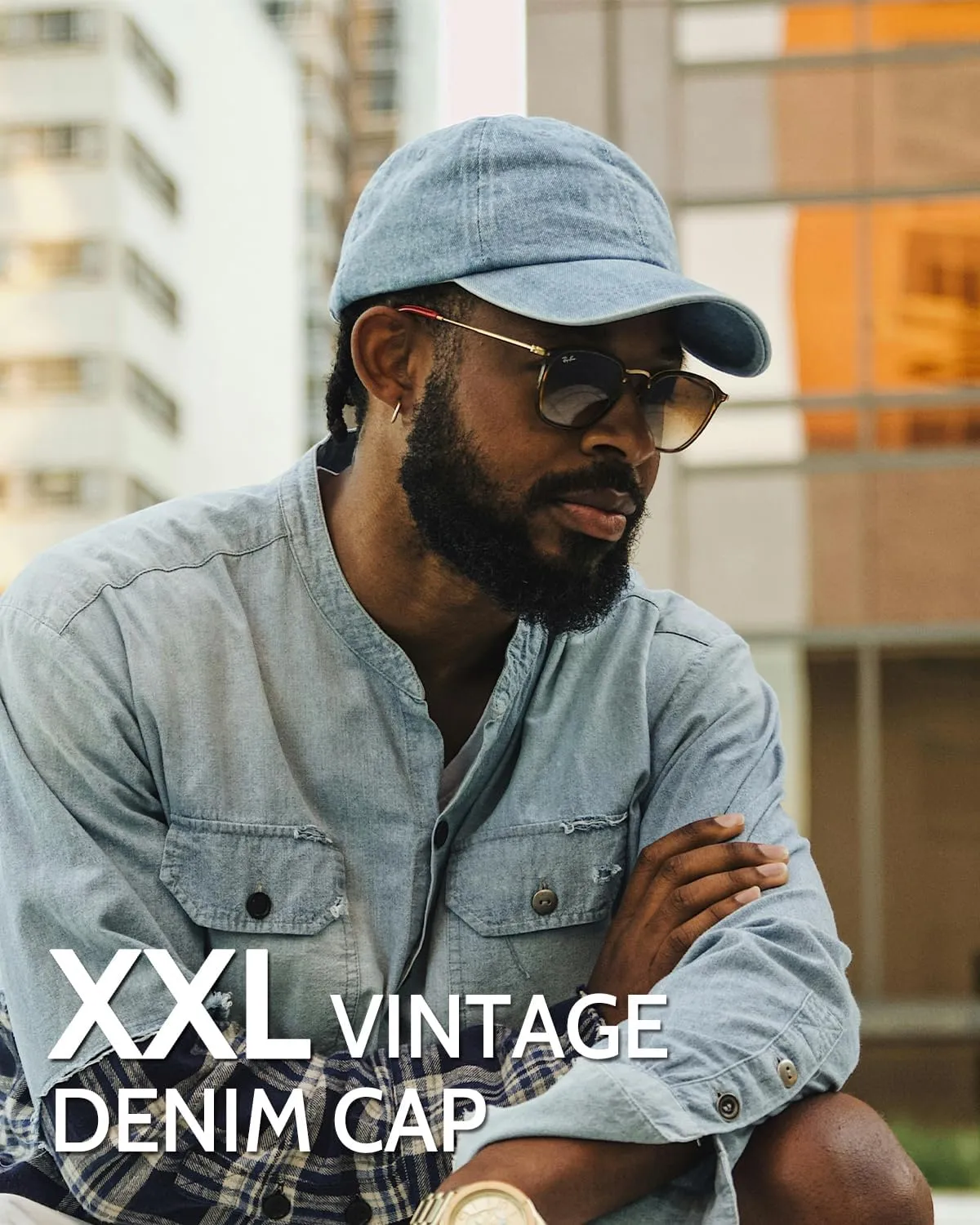 XXL Oversize Washed Denim Baseball Cap,Low Profile Jean Sports Cap for Big Heads 23.5"-25.5",Large Pigment Dyed Dad Hat
