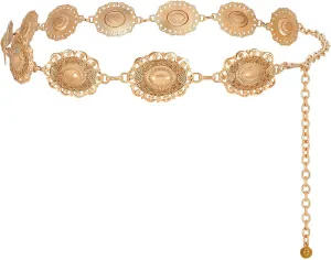 XZQTIVE Women Boho Chain Belts For Dresses Jeans Western Cowgirl Waist Links Belt Adjustable Metal Concho Belt
