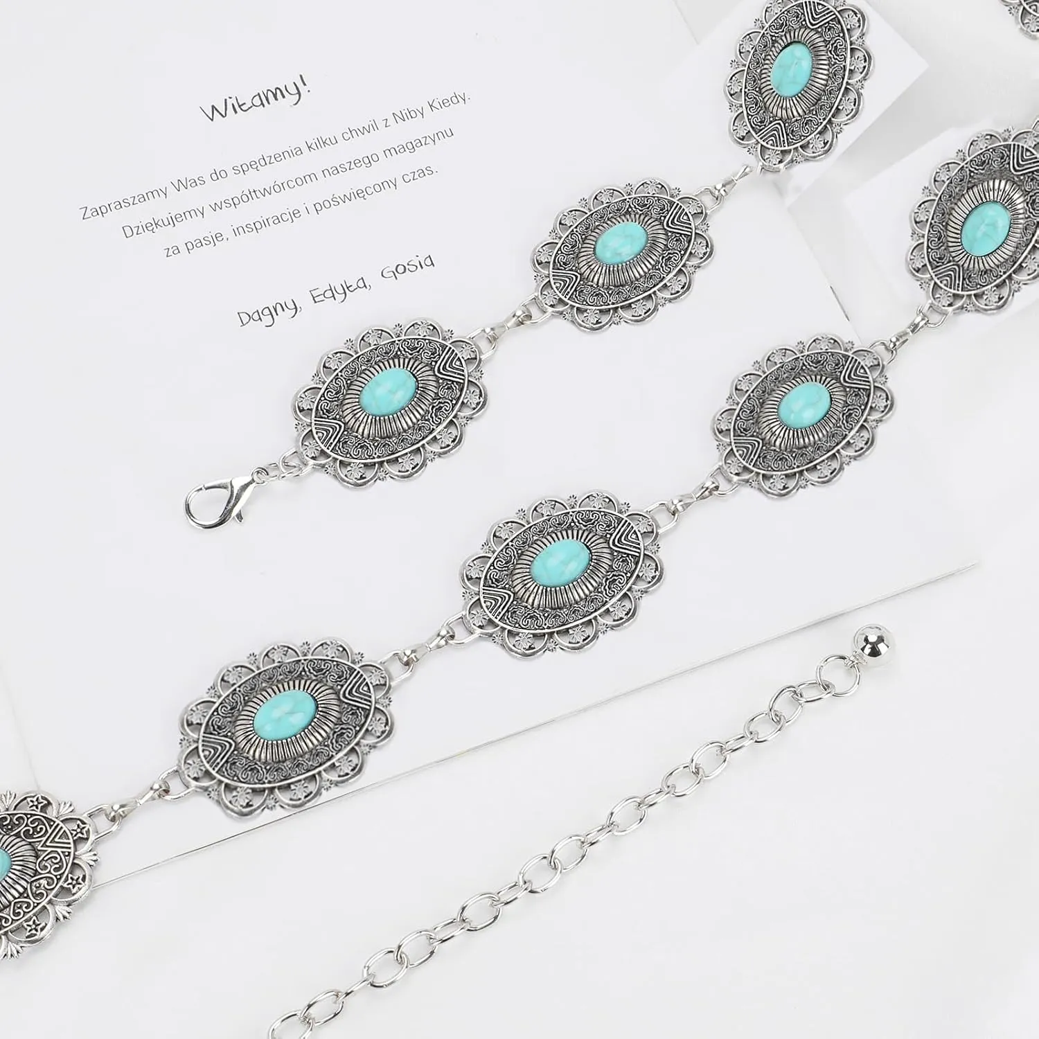 XZQTIVE Women Boho Chain Belts For Dresses Jeans Western Cowgirl Waist Links Belt Adjustable Metal Concho Belt