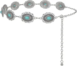 XZQTIVE Women Boho Chain Belts For Dresses Jeans Western Cowgirl Waist Links Belt Adjustable Metal Concho Belt