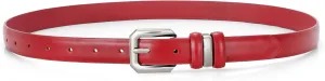 XZQTIVE Women Leather Belt for Jeans Pants Dresses Fashion Ladies Skinny Leather Belt with Silver Buckle