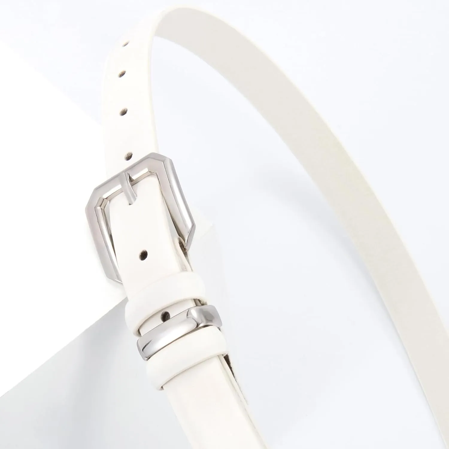 XZQTIVE Women Leather Belt for Jeans Pants Dresses Fashion Ladies Skinny Leather Belt with Silver Buckle