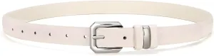 XZQTIVE Women Leather Belt for Jeans Pants Dresses Fashion Ladies Skinny Leather Belt with Silver Buckle